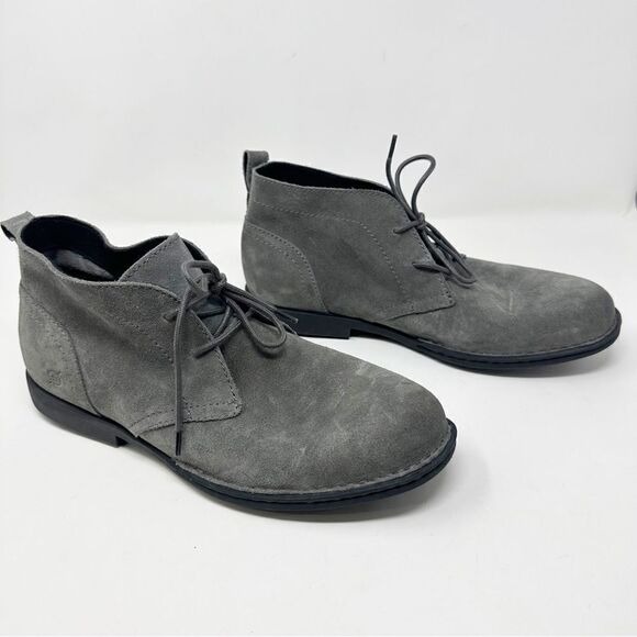 Mens Born Suede Lace Up Grey Boots Size 11.5 - Picture 1 of 8
